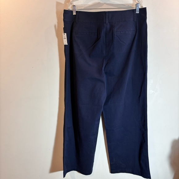 TALBOTS SZ 16 Navy Wider Straight Leg Slit Pockets Stretchy Trousers Pants NEW - Picture 6 of 10